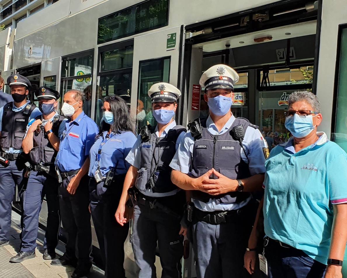 Schwerpunktrolle der Maskenpflicht in Mannheim.